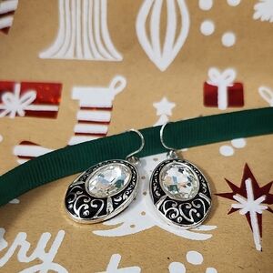 Elegant Silver and Black Earrings